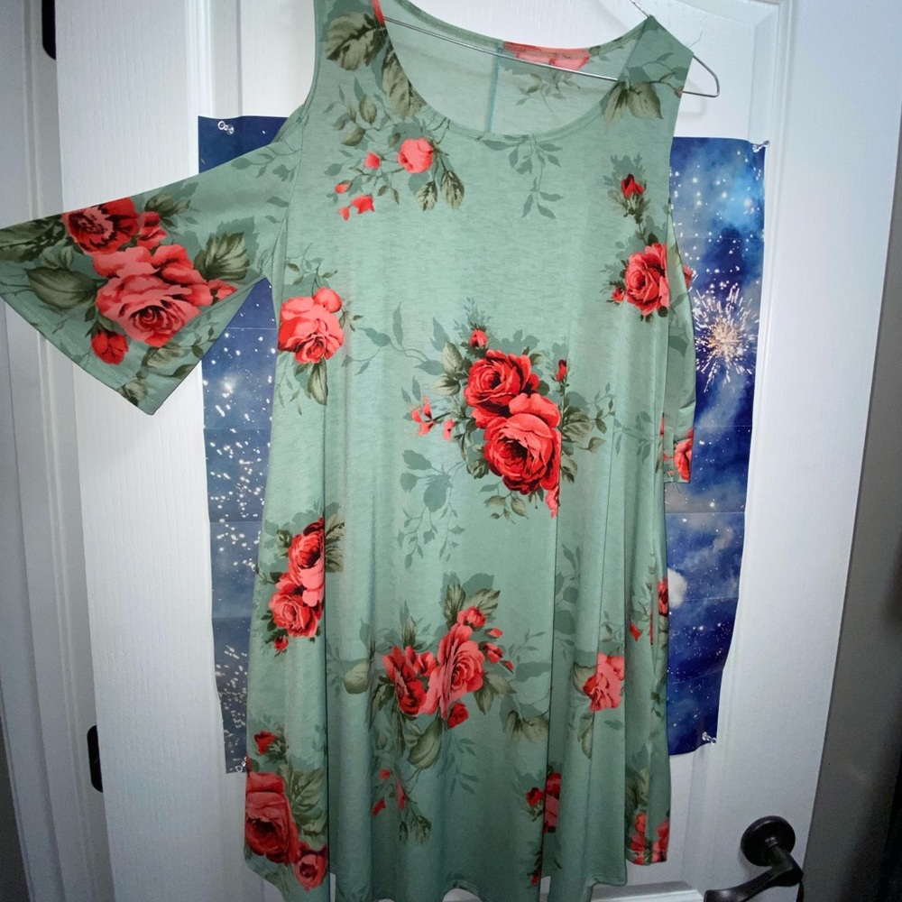 Cold Shoulder Floral Dress
